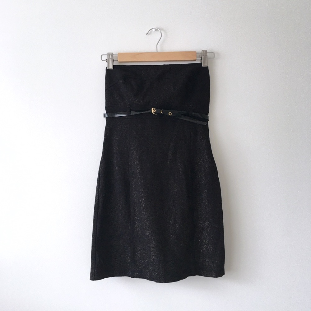 Guess Black and Gold Tube Bodycon Dress